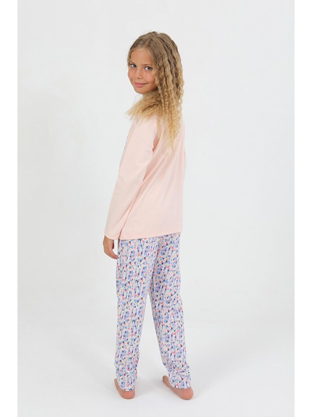 Pembe Kız Çocuk Uzun Kollu %100 Pamuk Pijama Takımı Look Cute-3