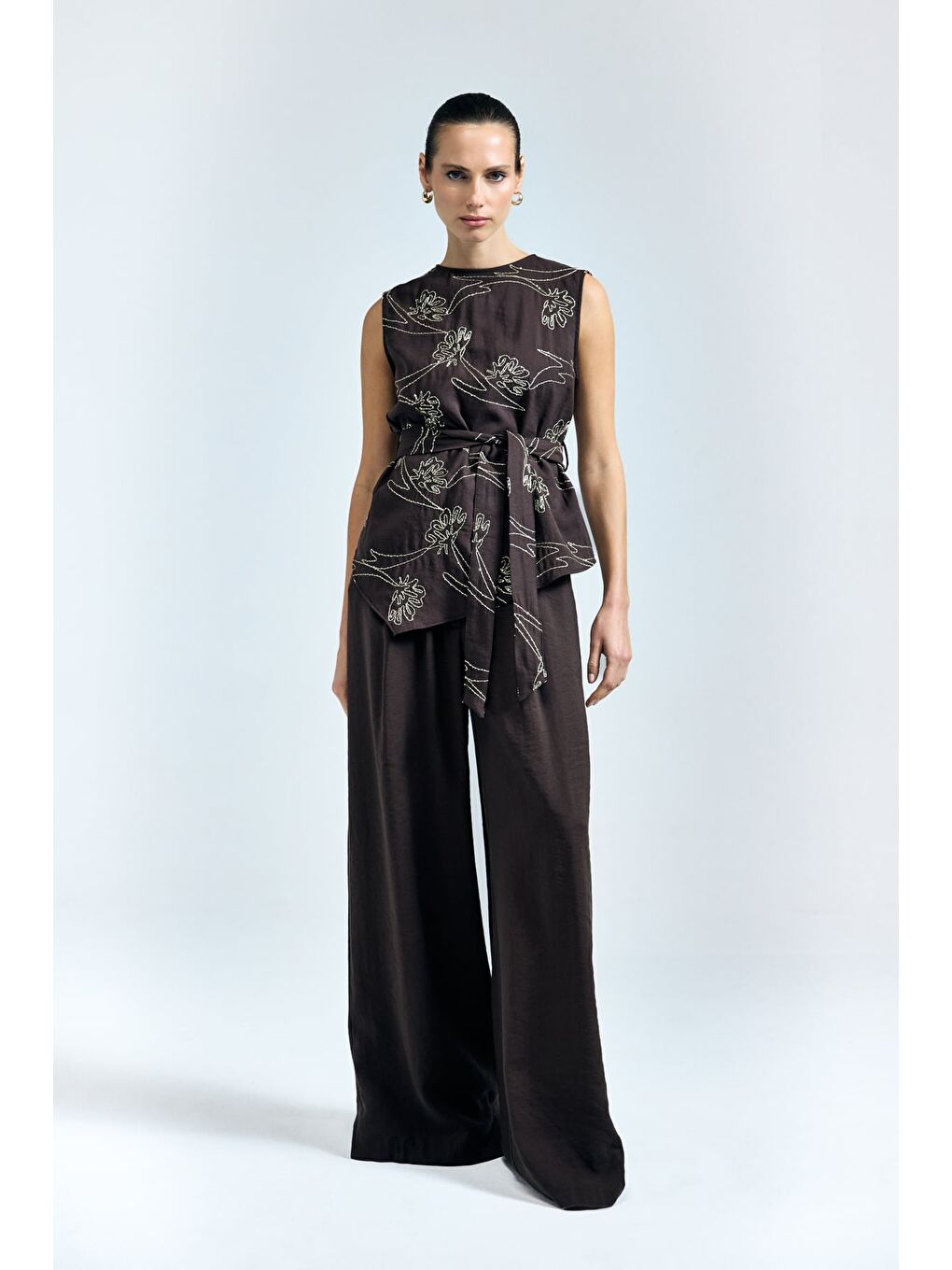 Kahverengi Dina Pantolon - Koyu Kahve-1