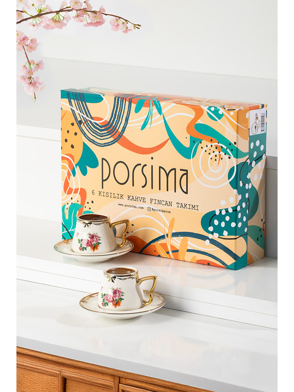 Karışık 3190 Grace 12 Parça Yaldızlı Porselen Türk Kahve Fincan Takımı-2