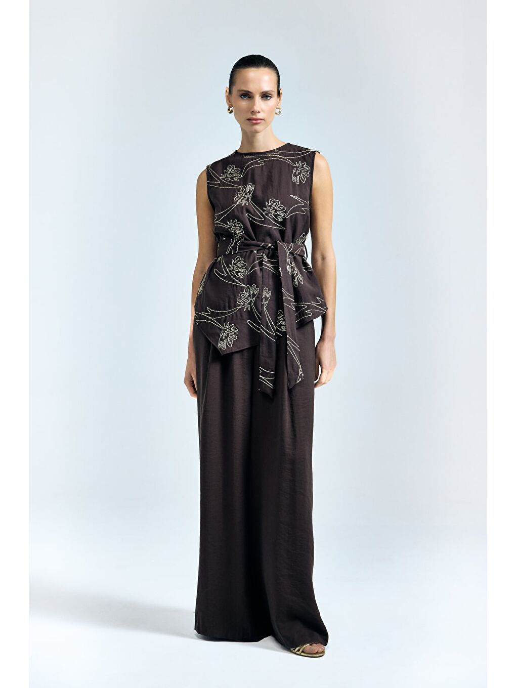 Kahverengi Dina Pantolon - Koyu Kahve-3