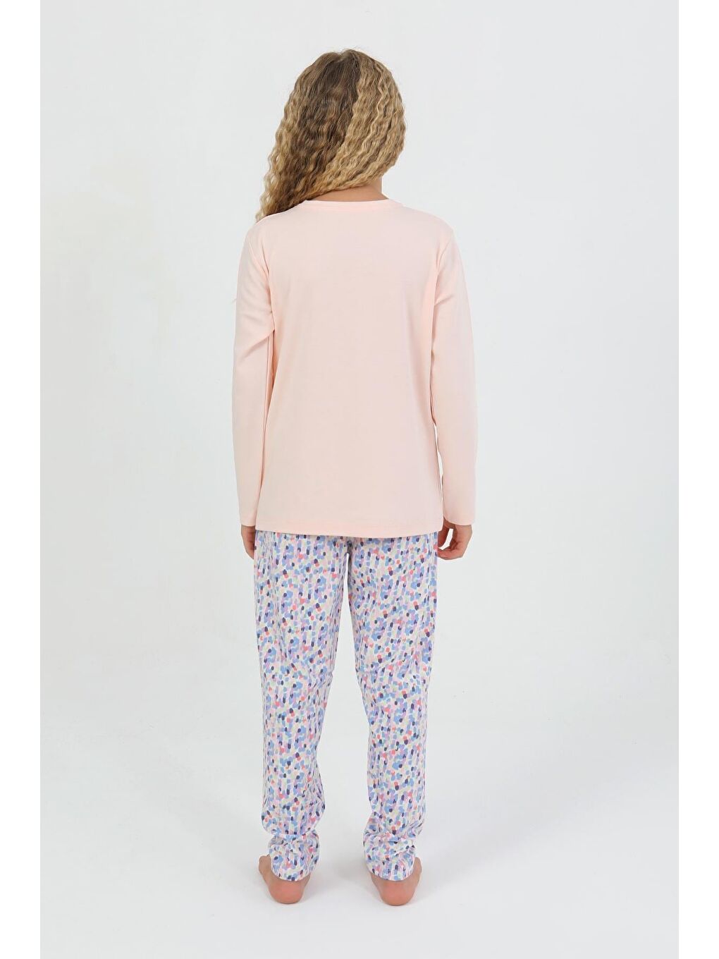 Pembe Kız Çocuk Uzun Kollu %100 Pamuk Pijama Takımı Look Cute-5