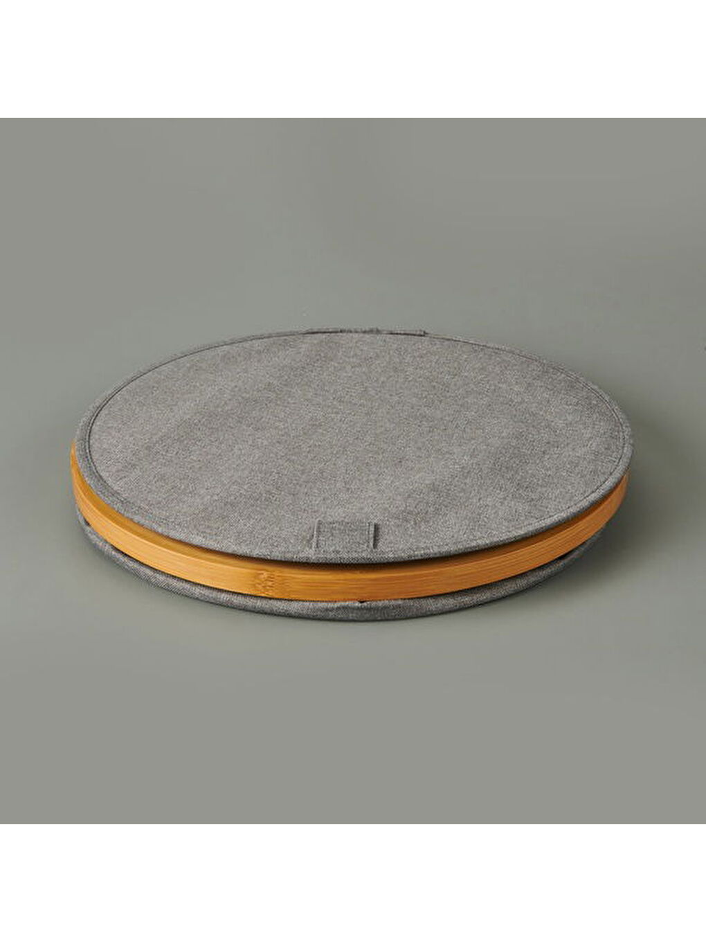 Kapaklı Katlanabilir Yuvarlak Çamaşır Sepeti - Gri - 50 lt-1