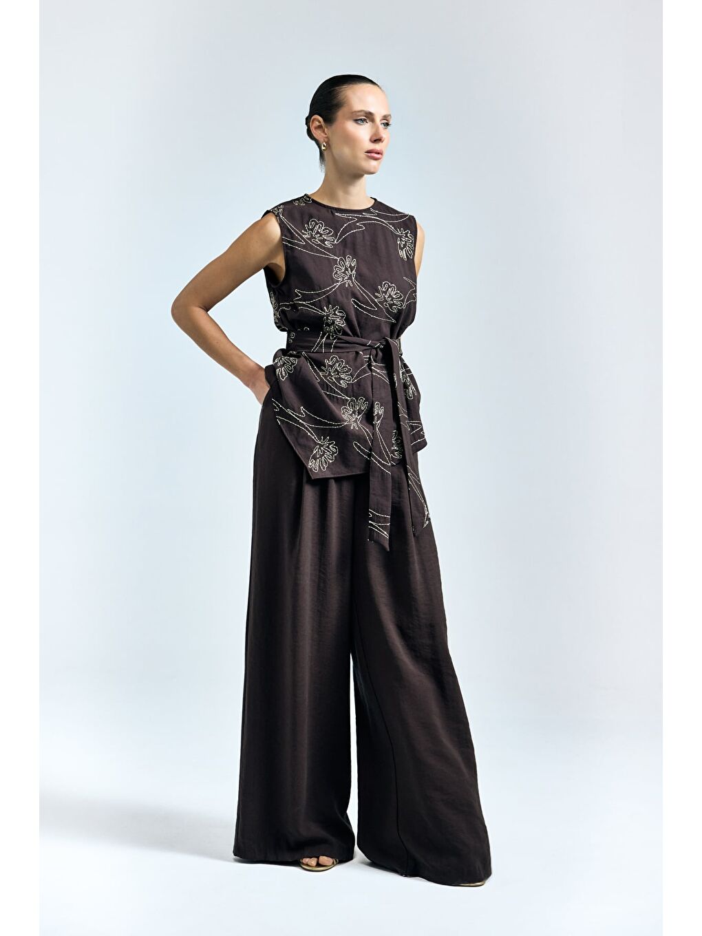 Kahverengi Dina Pantolon - Koyu Kahve-4