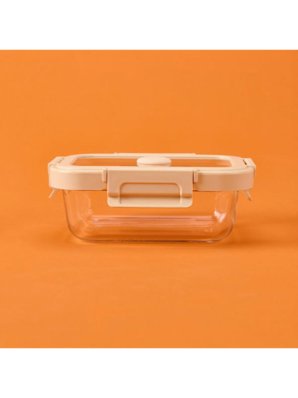 Kilitli Cam Saklama Kabı - Gri / Bej - 370 ml-1