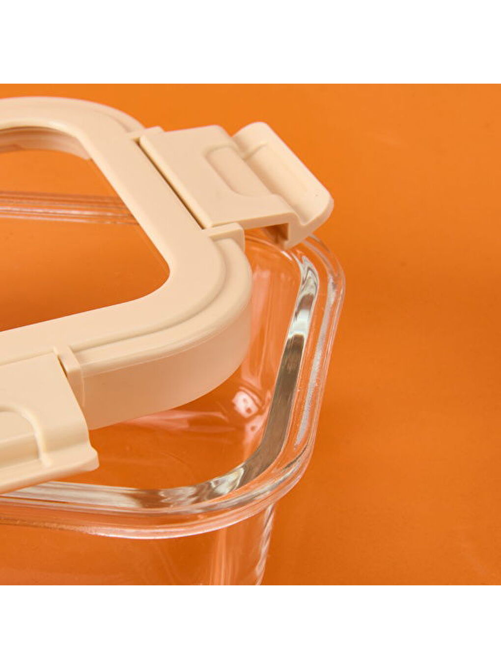 Kilitli Cam Saklama Kabı - Gri / Bej - 370 ml-2