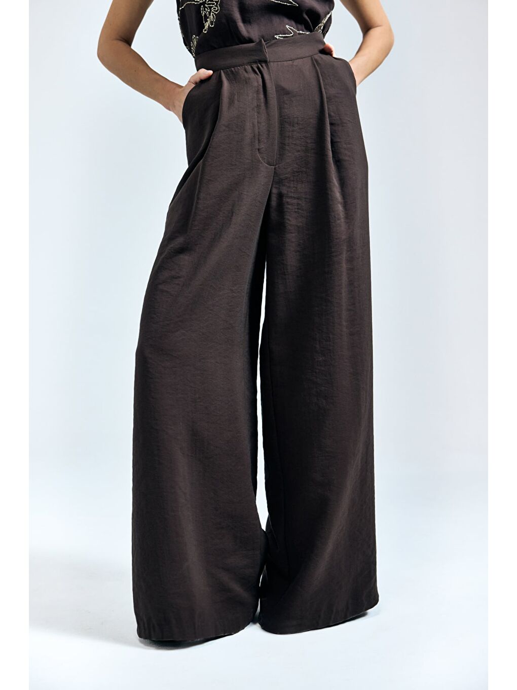 Kahverengi Dina Pantolon - Koyu Kahve-5