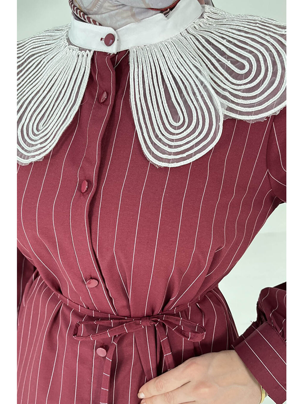 Çizgili Tunik Bordo - 27000-6