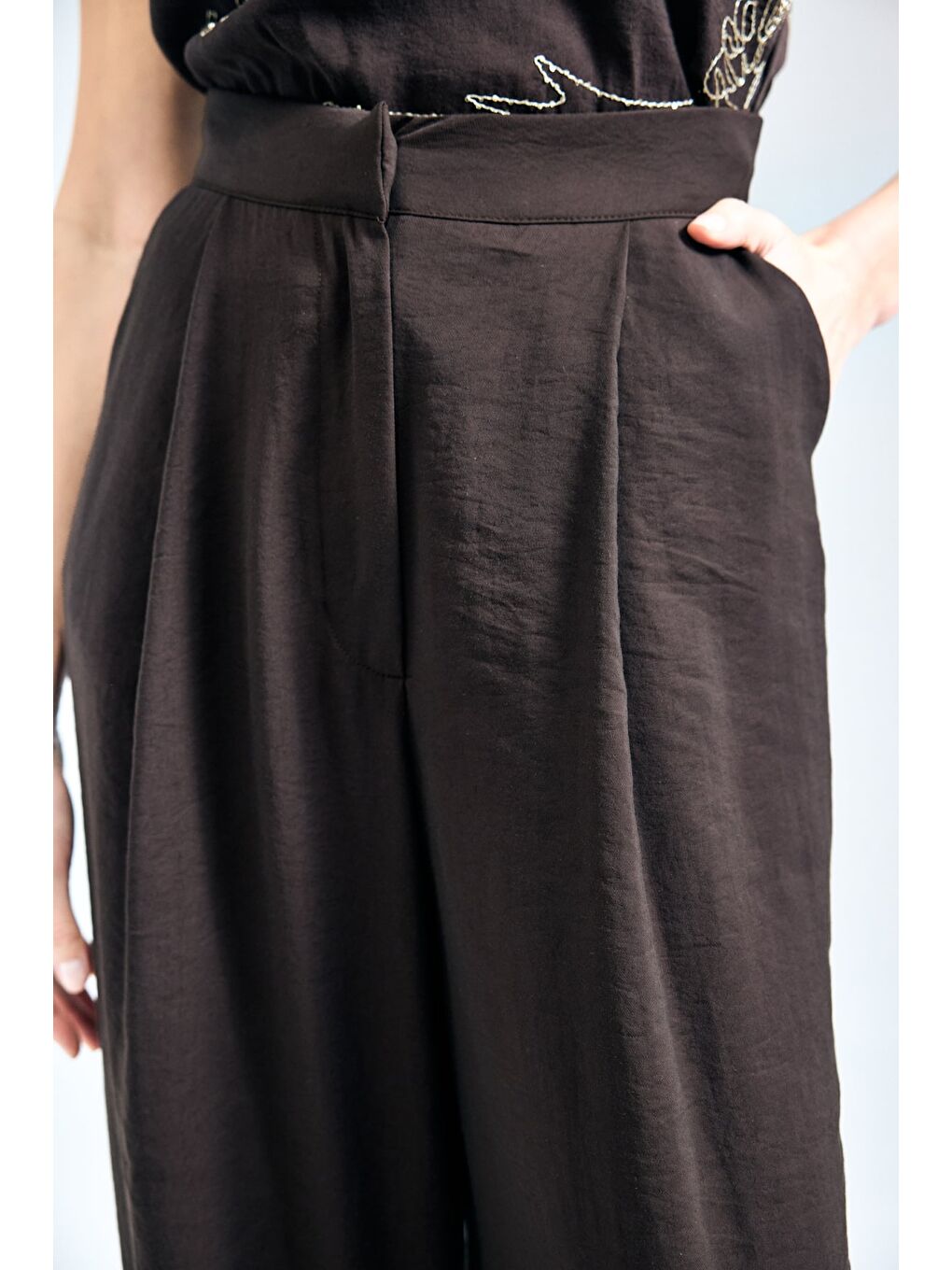 Kahverengi Dina Pantolon - Koyu Kahve-6