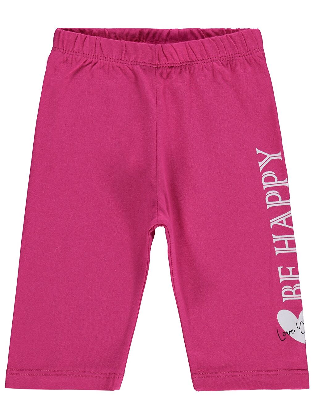 Fuşya Girls Be Happy Baskılı 2-5 Yaş Tayt - Fusya