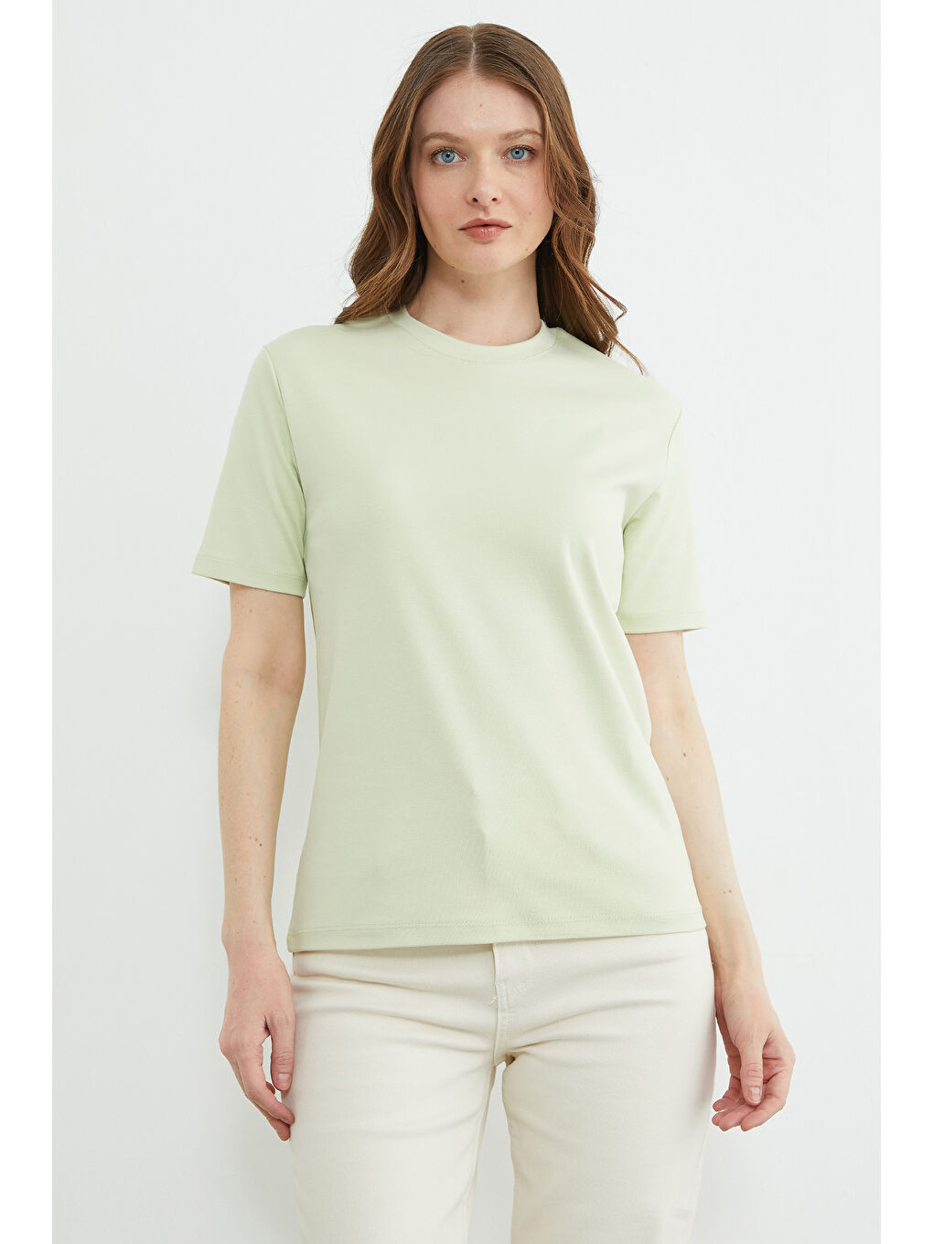 Yeşil Basic Bisiklet Yaka Salaş Tişört-2