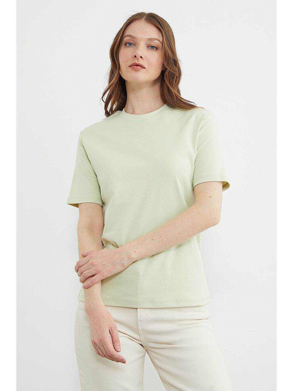 Yeşil Basic Bisiklet Yaka Salaş Tişört-3