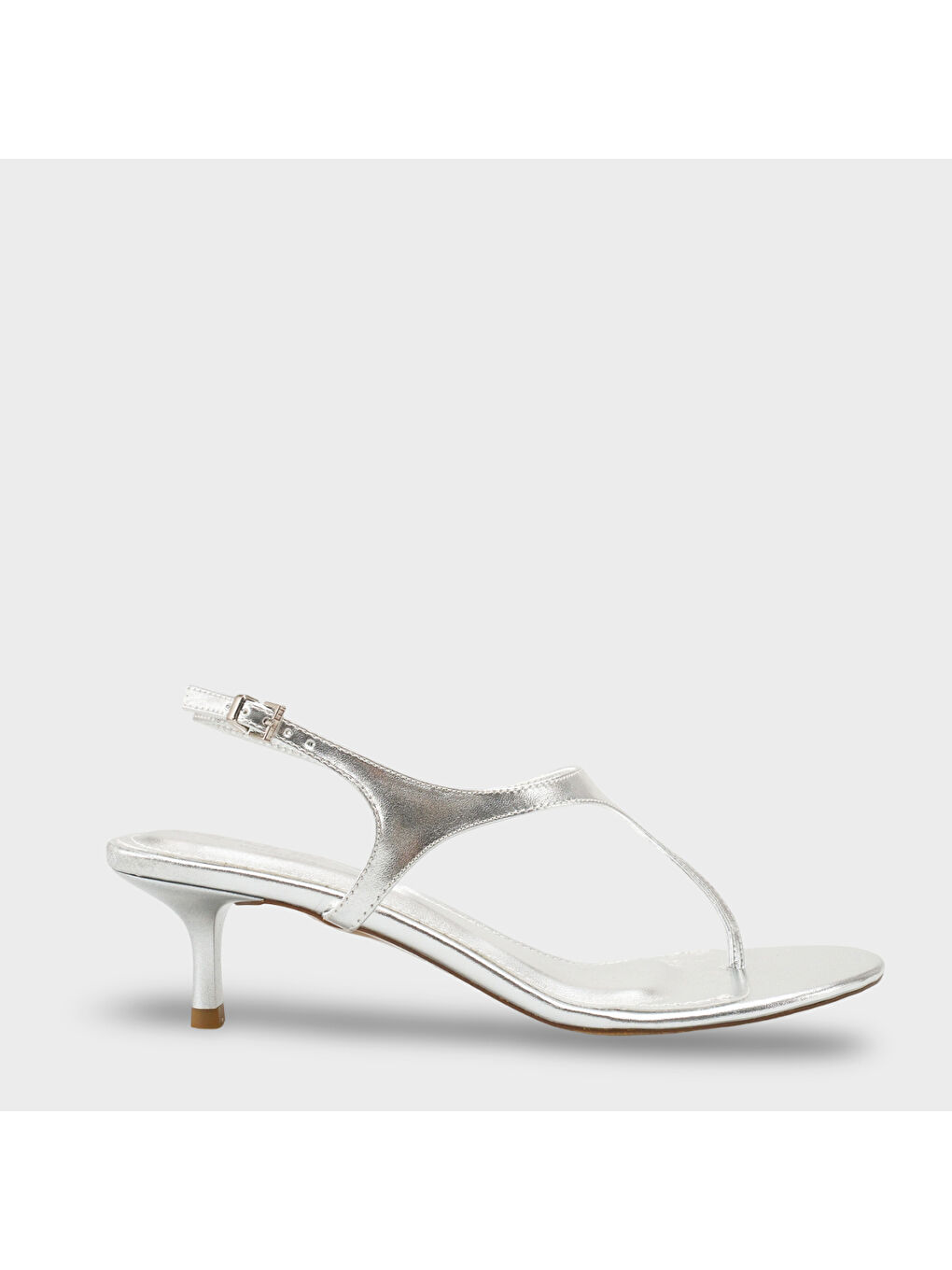 Gri Corella Yuvarlak Burunlu Parmak Arası Orta Topuklu Kadın Ayakkabı