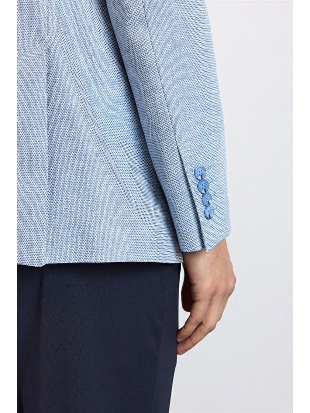Saks Mavi Slim Mono Yaka Torba Cep 6 Drop Klasik Ceket-2