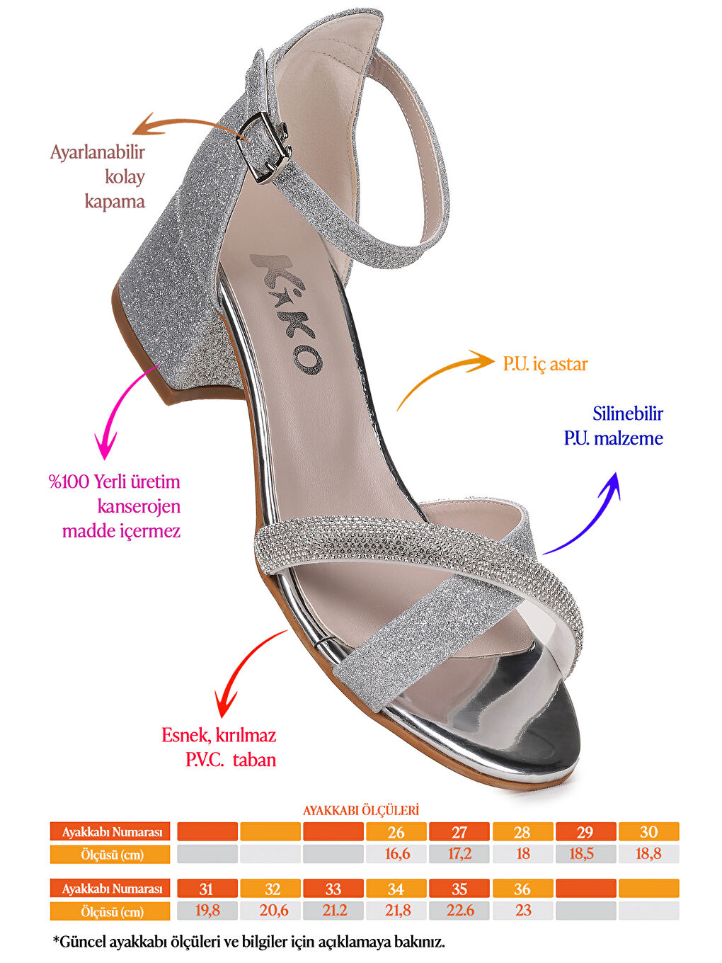 Gri Tanda Kum Simli Kız Çocuk 4 Cm Topuklu Sandalet Abiye Ayakkabı-1