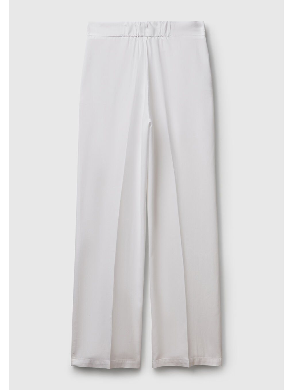 Kadın Beyaz %100 Liyosel Beli Lastikli Düz Paça Pantolon-3