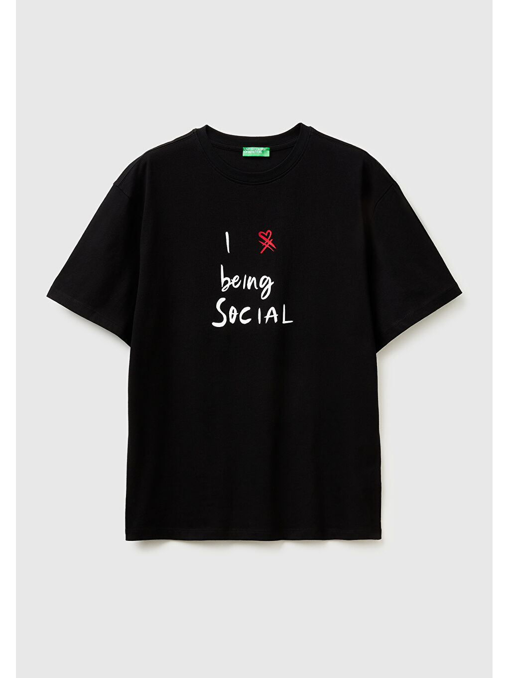 Erkek Siyah  %100 Pamuk Grafik Baskılı Bisiklet Yaka T-Shirt-1