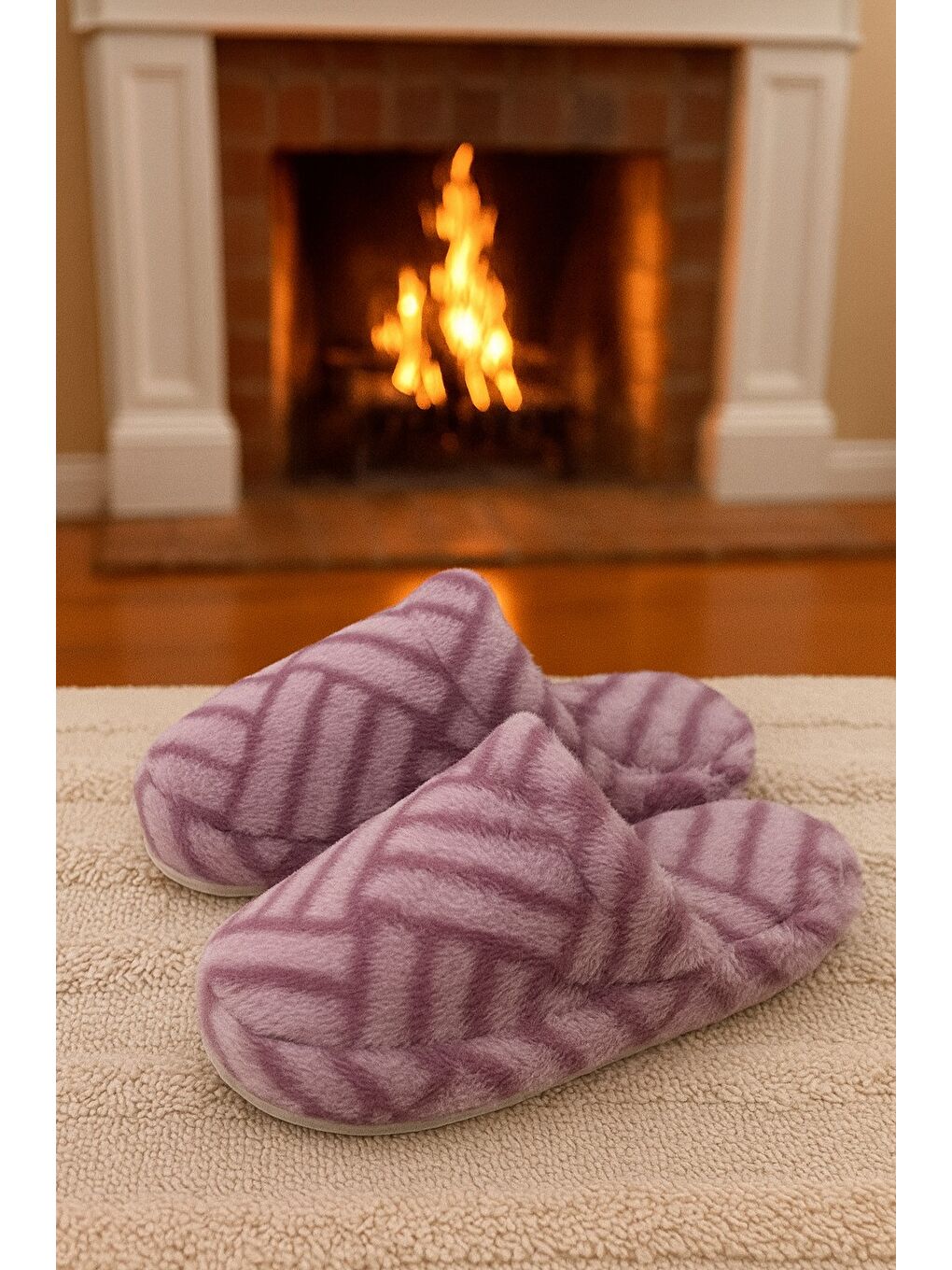 Mor TERRA Kapalı Kadın Ev Terliği Günlük Rahat Kışlık Terlik-4
