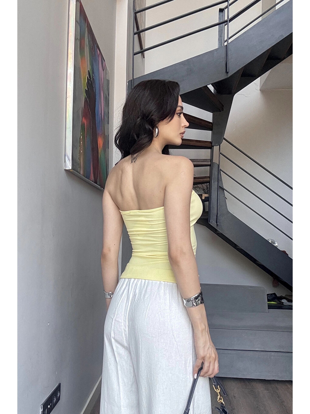 Kadın Sarı Aksesuarlı Crop 13684-1