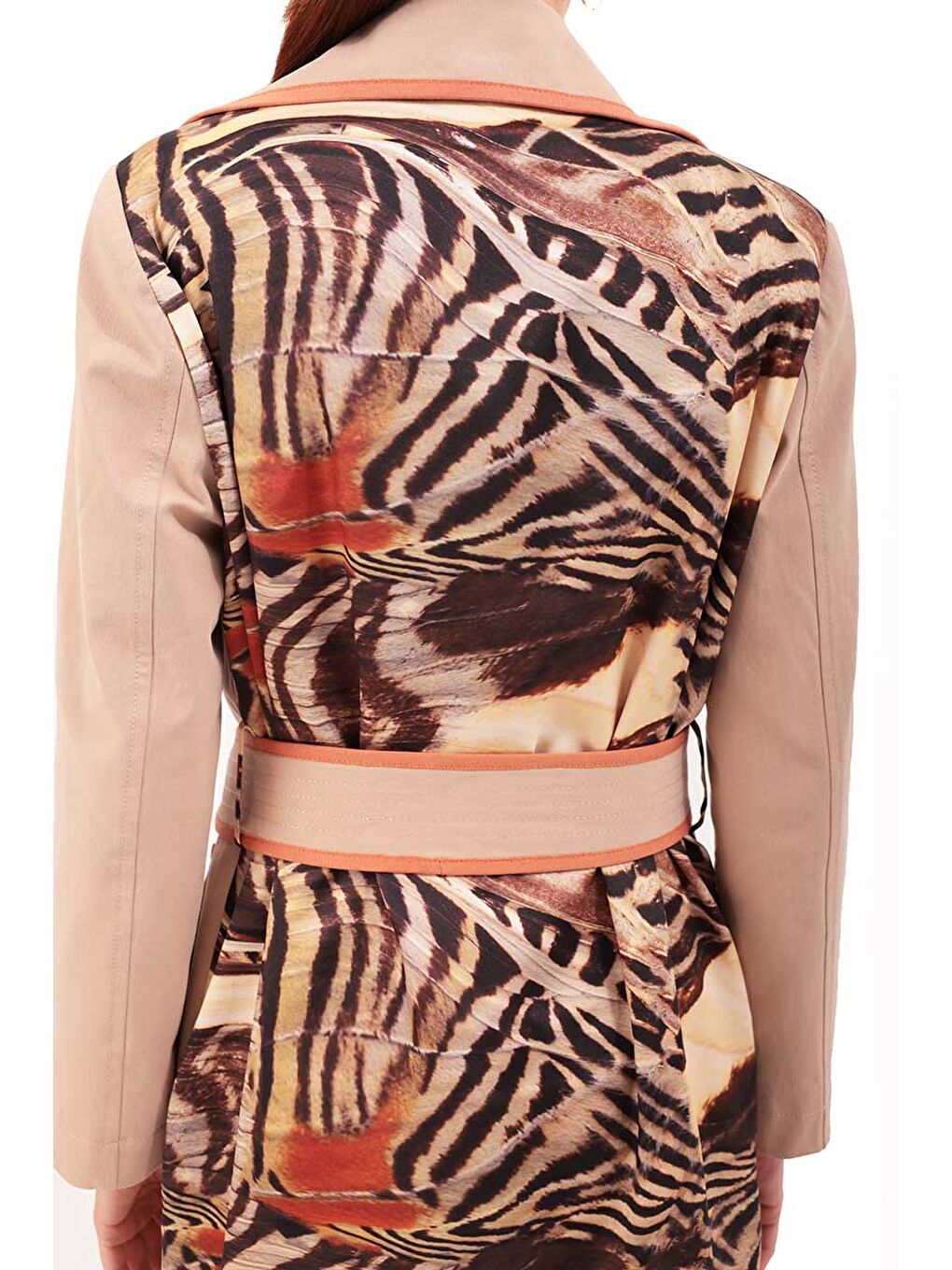 Bej Biye Detaylı Trençkot-5