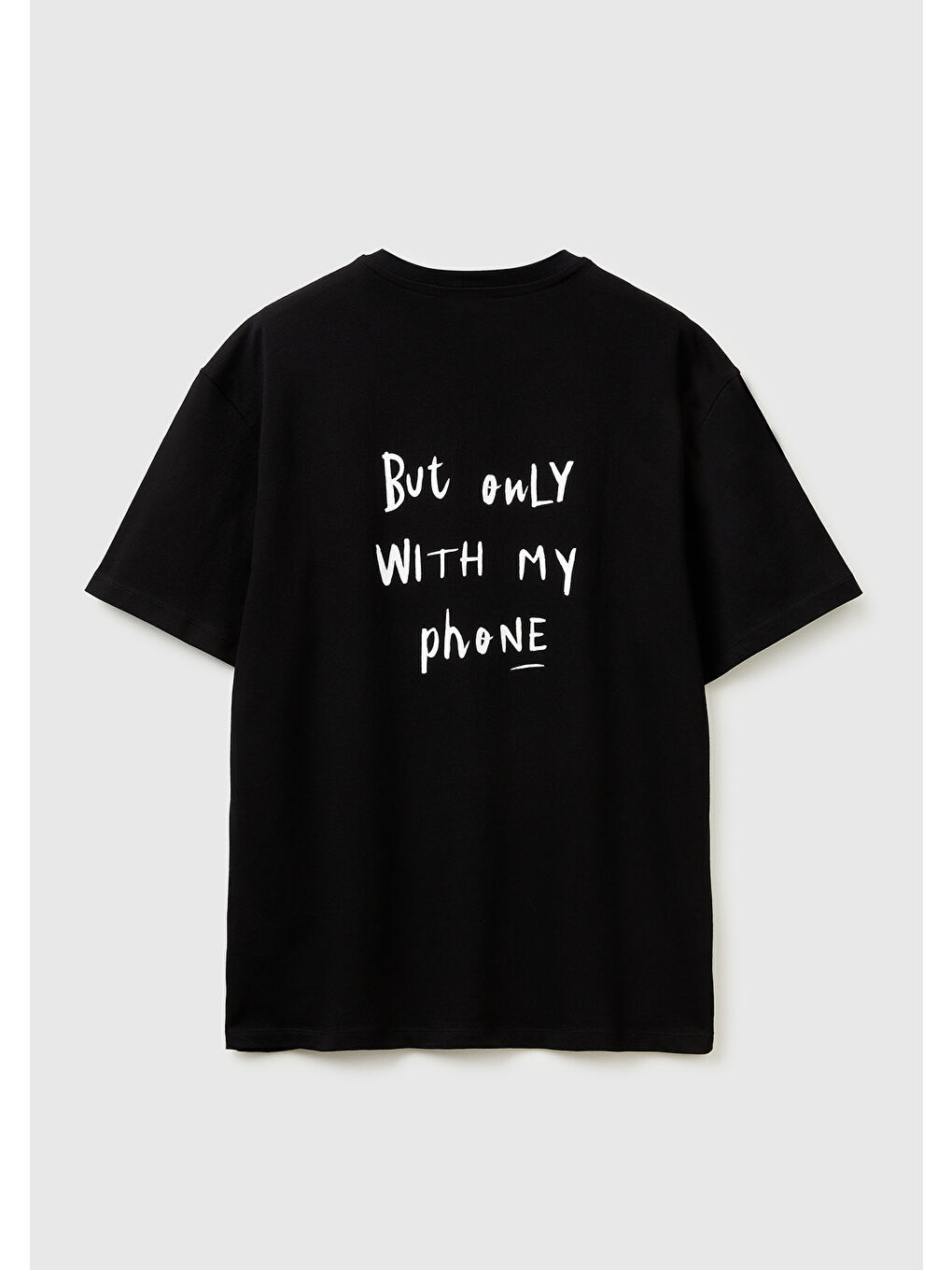 Erkek Siyah  %100 Pamuk Grafik Baskılı Bisiklet Yaka T-Shirt-2
