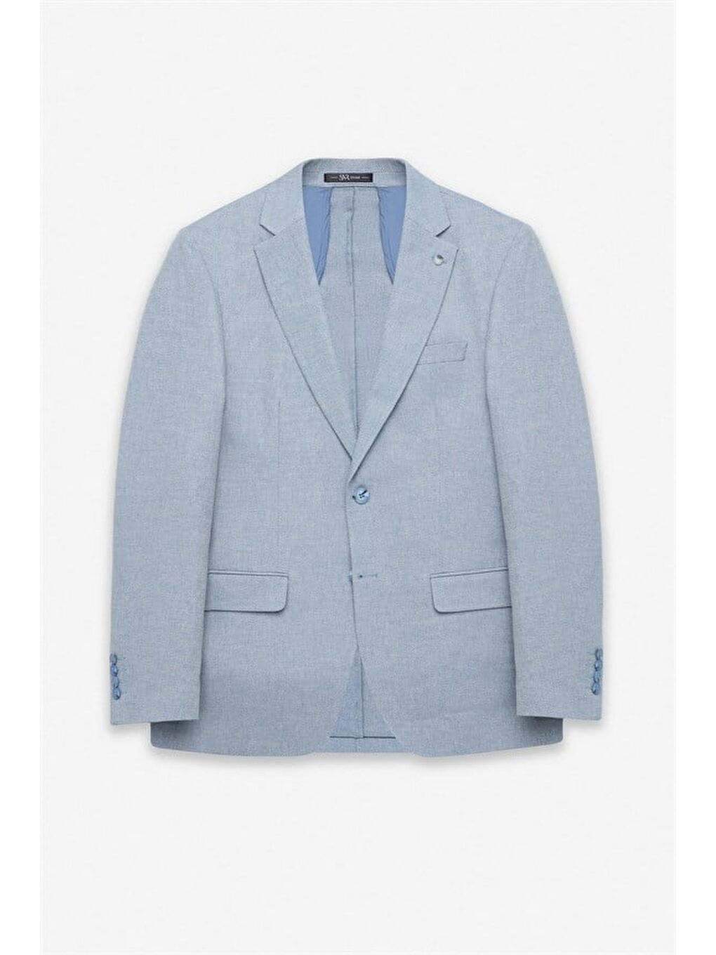 Saks Mavi Slim Mono Yaka Torba Cep 6 Drop Klasik Ceket-9