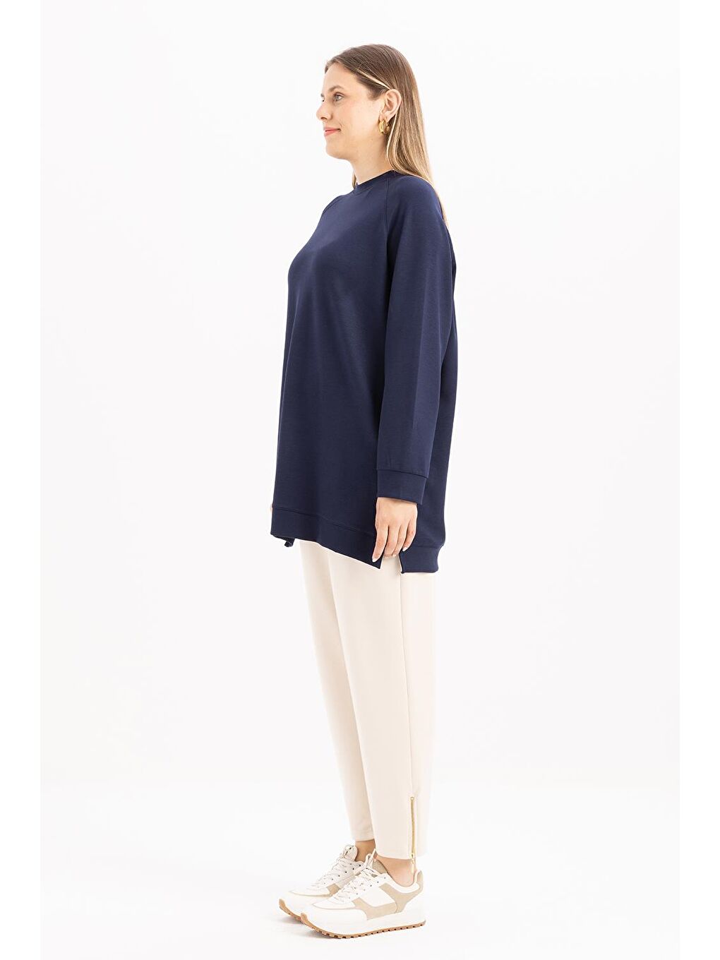 Lacivert-Bisiklet Yaka Reglan Kol Sweat-1