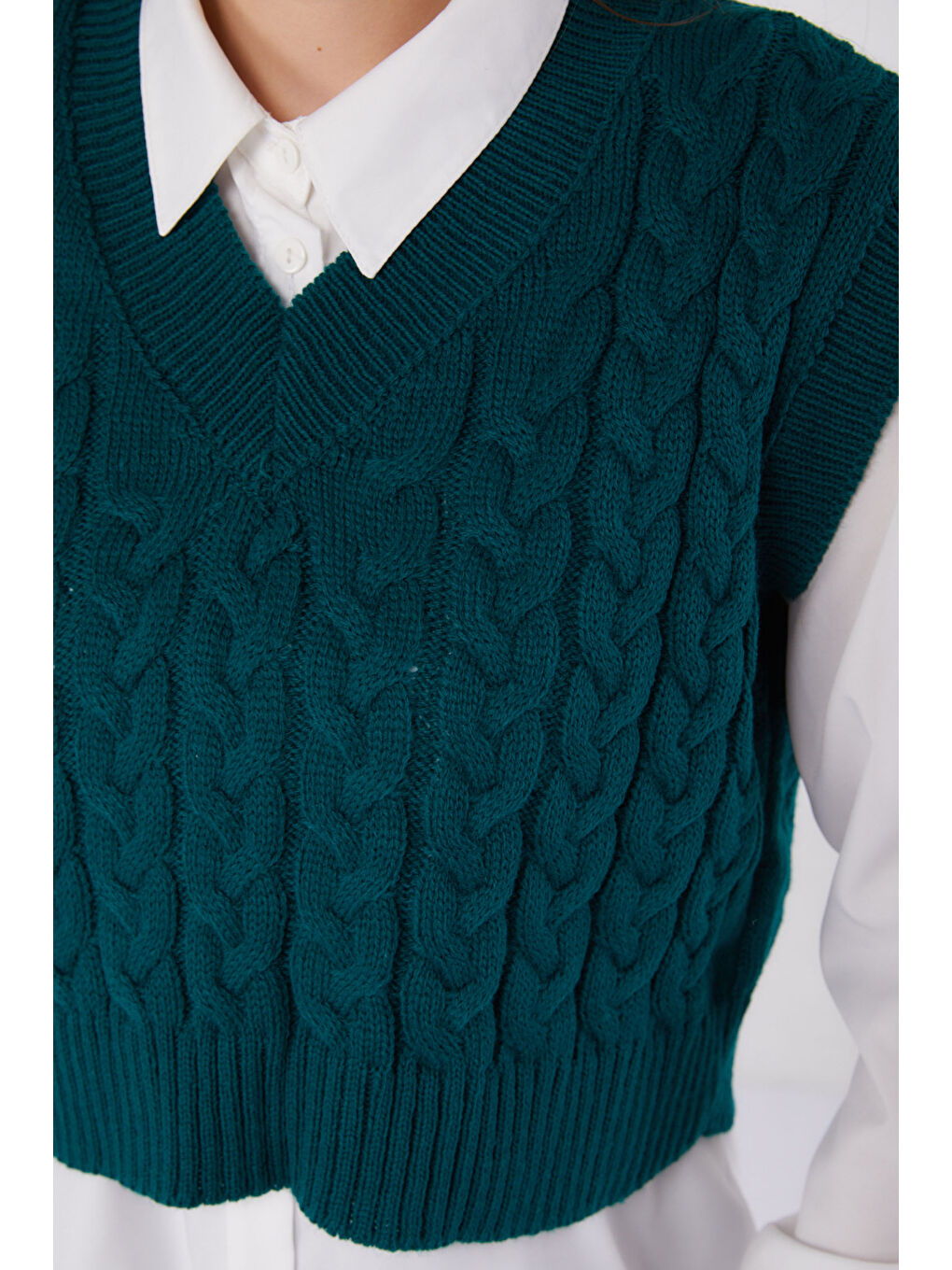 Yeşil Mini Salaş Triko Süveter Zumrut - 27646-5