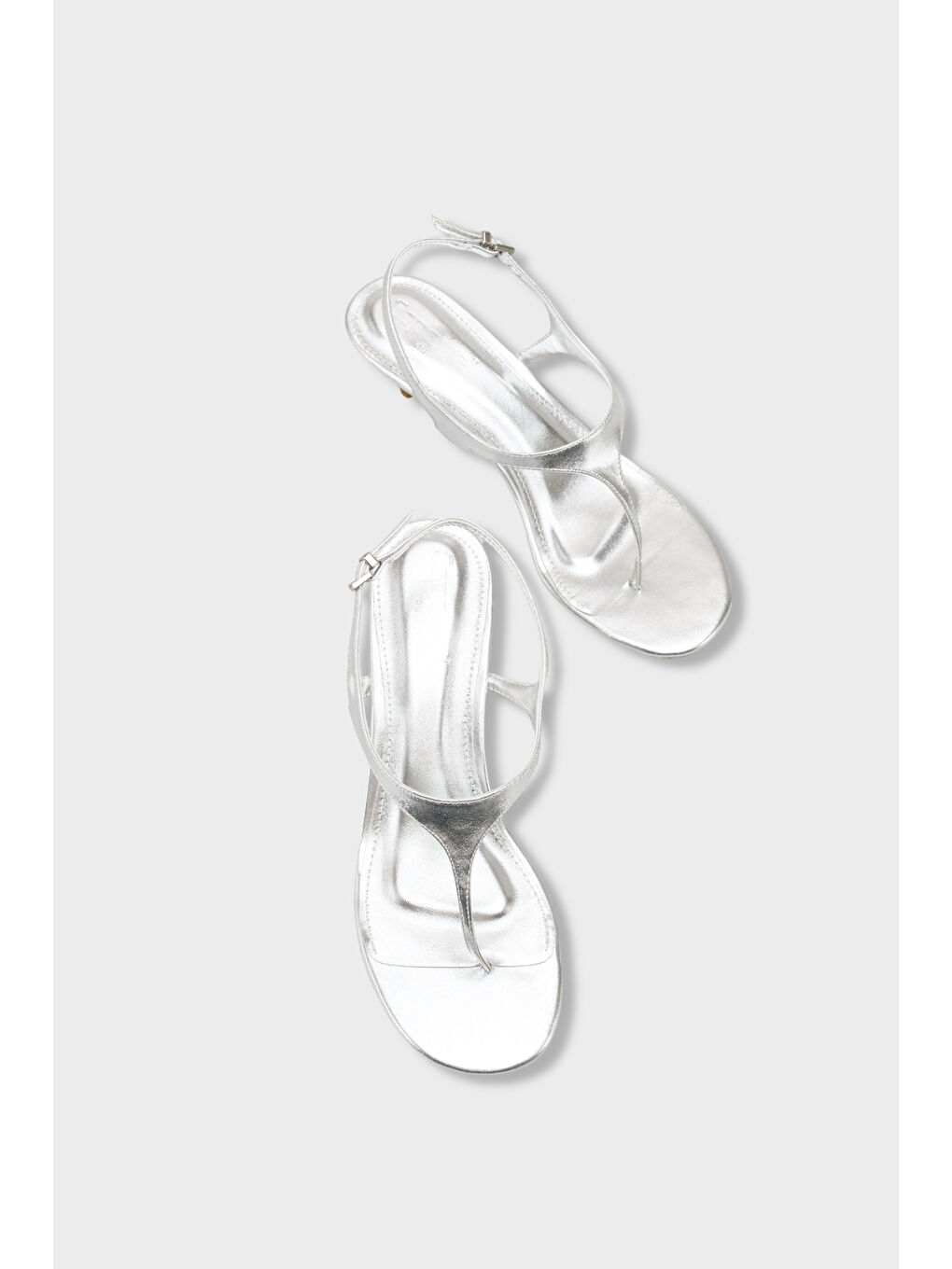 Gri Corella Yuvarlak Burunlu Parmak Arası Orta Topuklu Kadın Ayakkabı-5