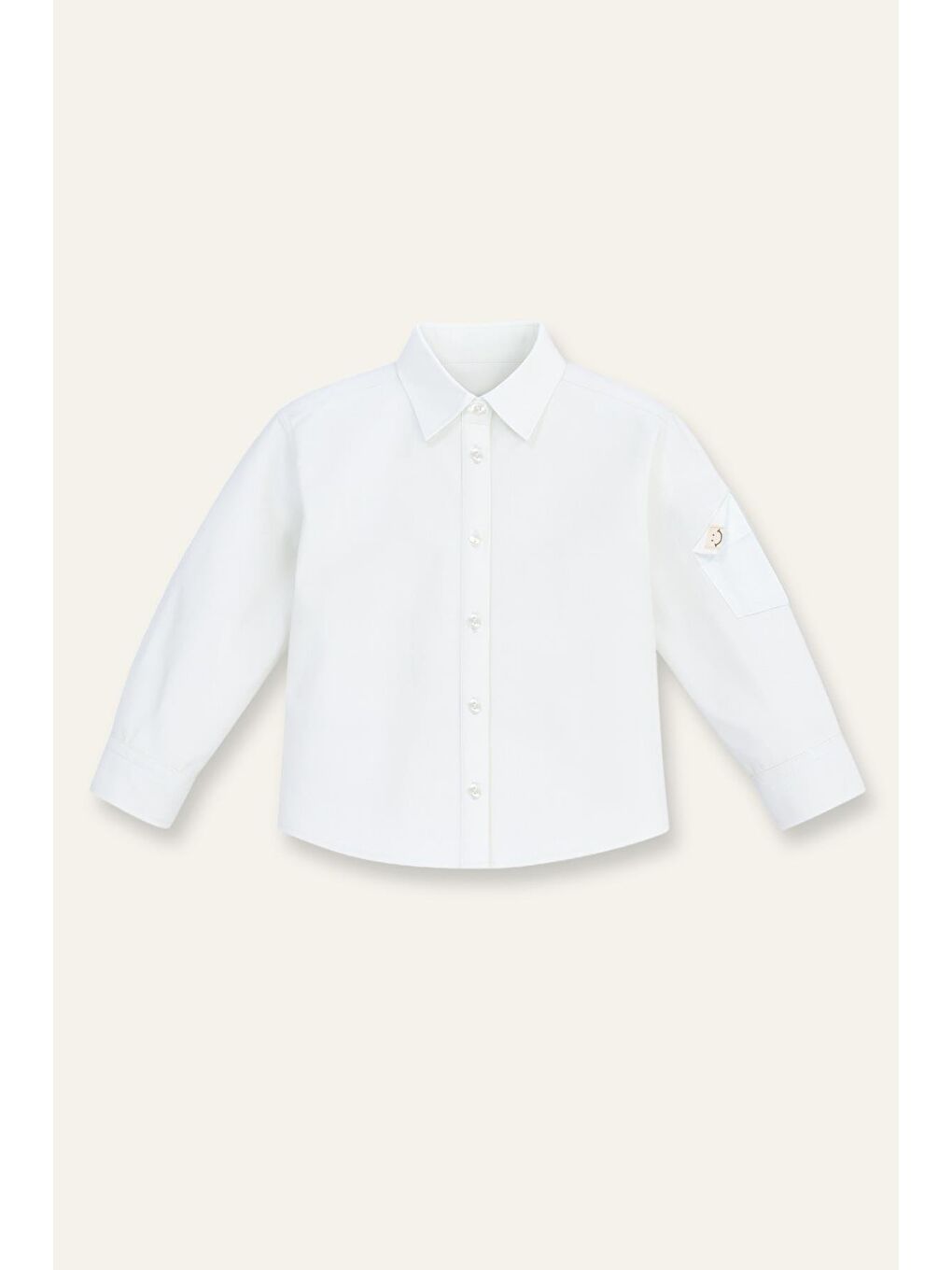 Kız Çocuk Cep Detaylı Poplin Gömlek - Beyaz