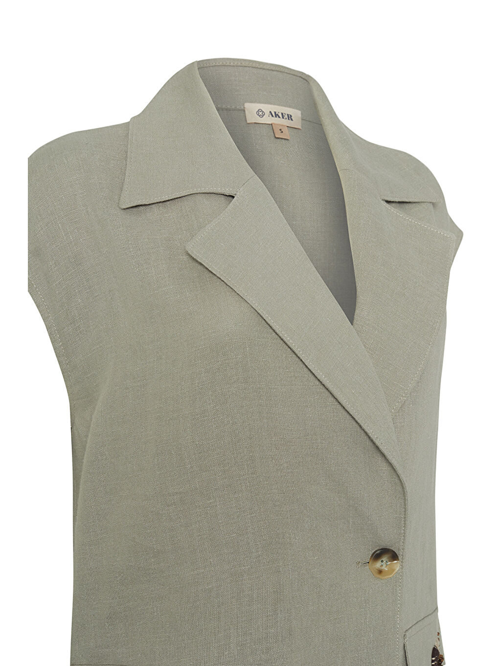 Yeşil Mint Cepleri İşleme Detaylı Yelek-1