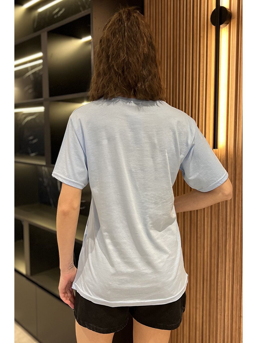 Mavi Taşlı Kadın Tişört-2