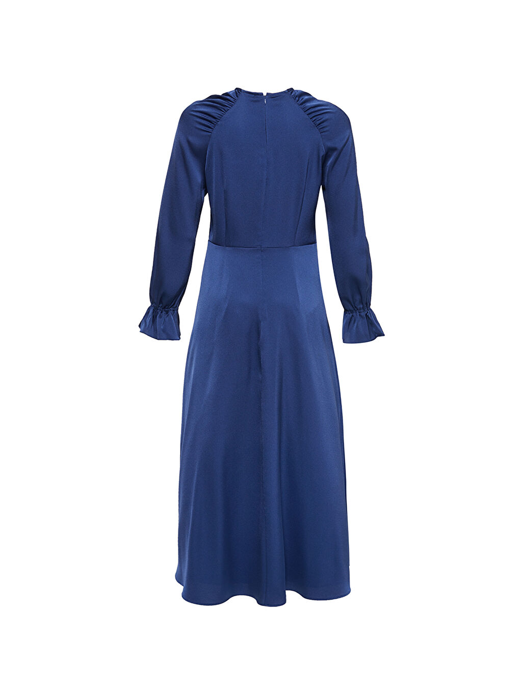 Lacivert Büzgü Detaylı Elbise-2