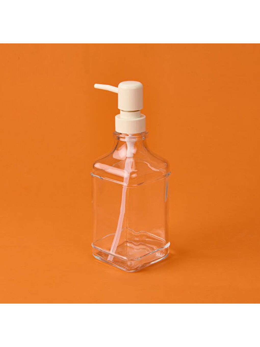 Renksiz Luis Cam Sıvı Sabunluk - Şeffaf / Bej - 20x8 cm