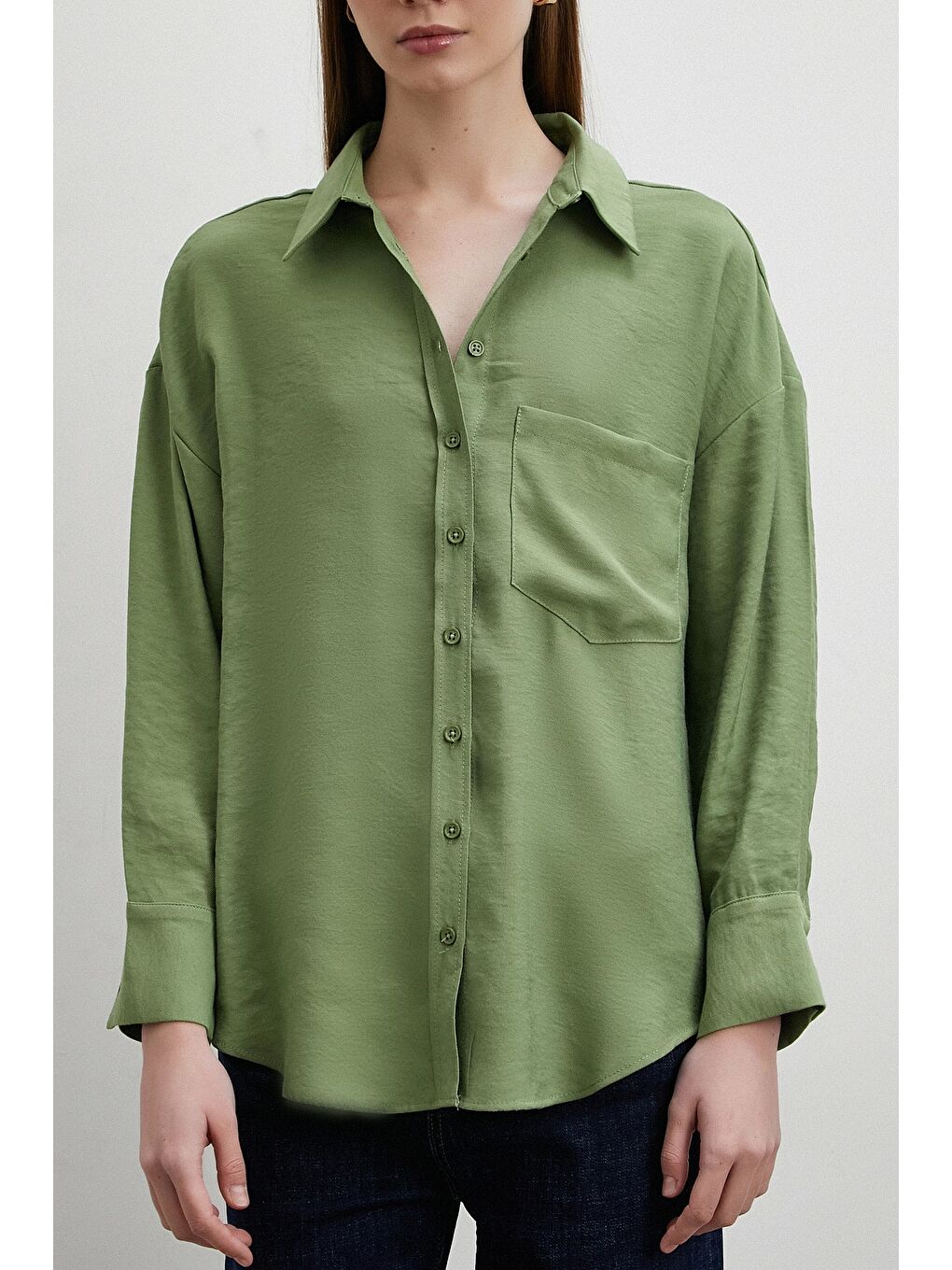 Mars Lyocell Dökümlü Gömlek Yeşil-1