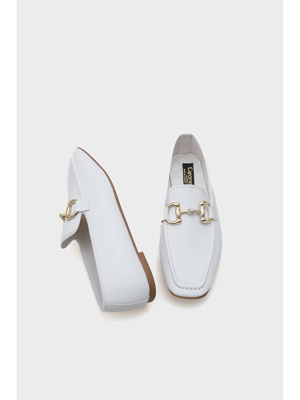 Beyaz Candi Metal Tokalı Kadın Loafer-4