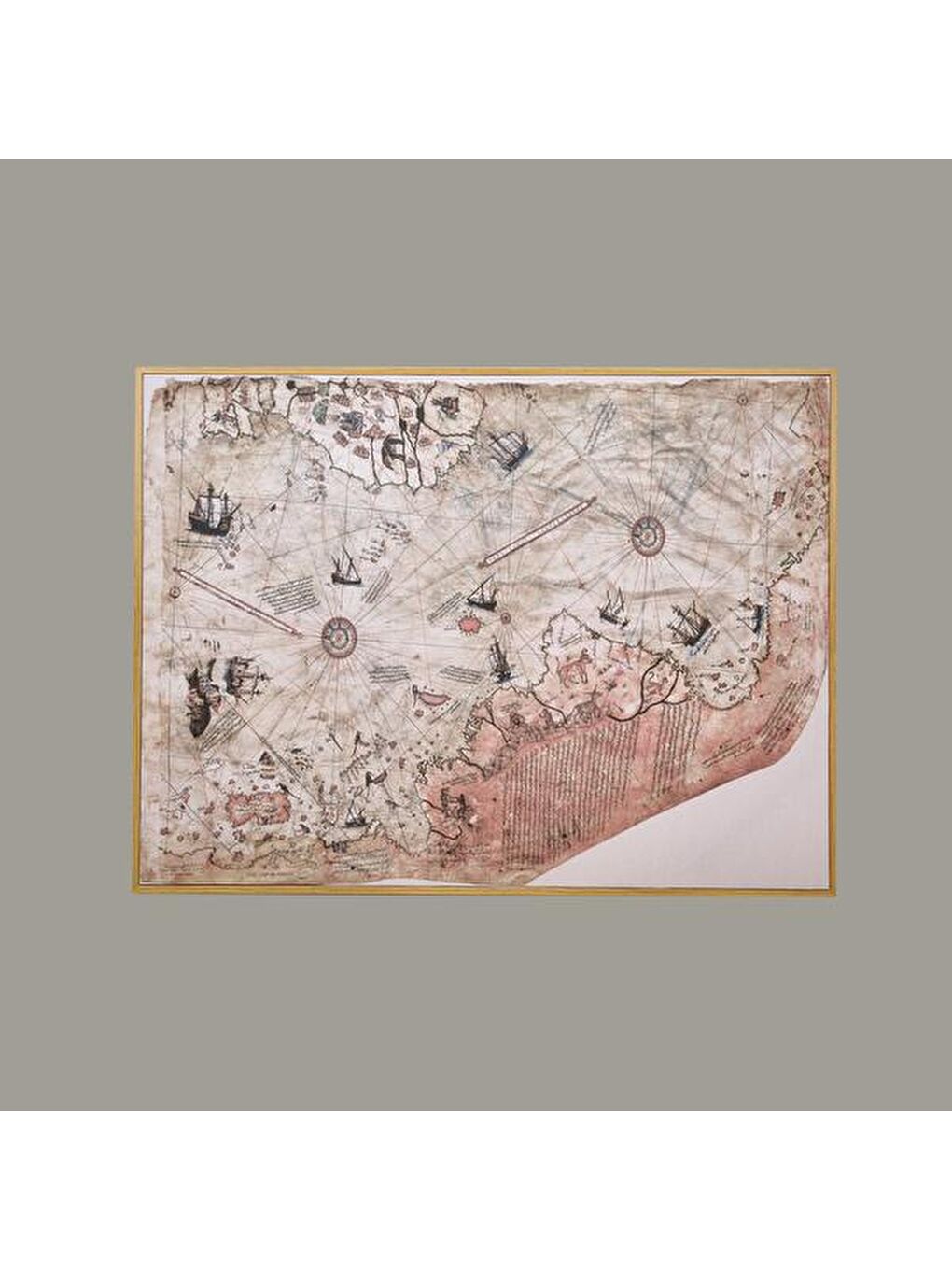 Deco Piri Reis Tablo - Açık Kahverengi - 120x90 cm