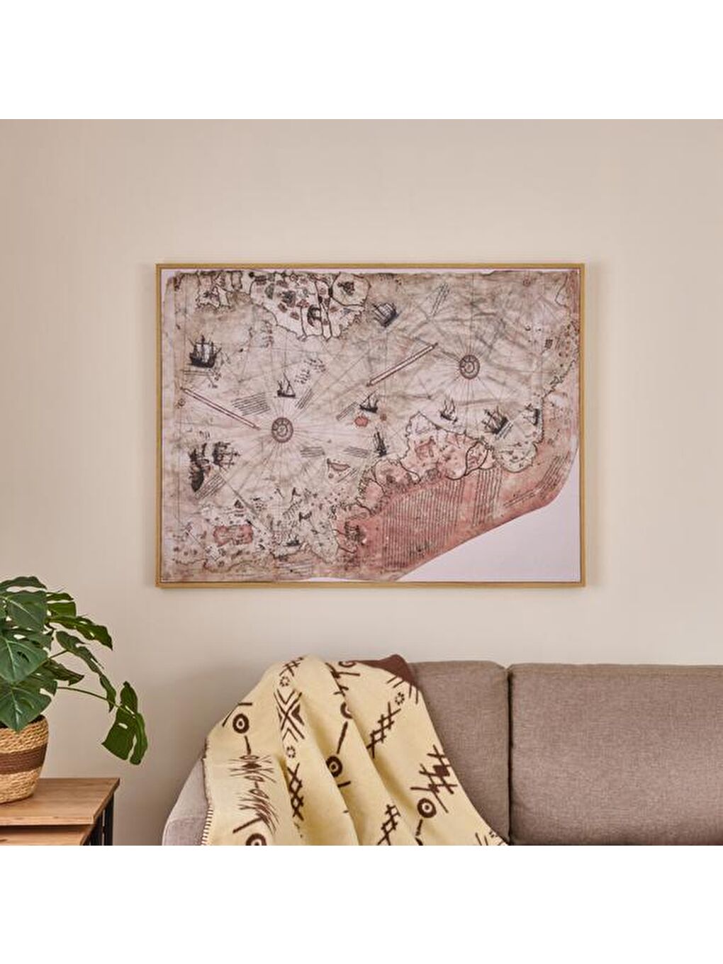 Deco Piri Reis Tablo - Açık Kahverengi - 120x90 cm-3