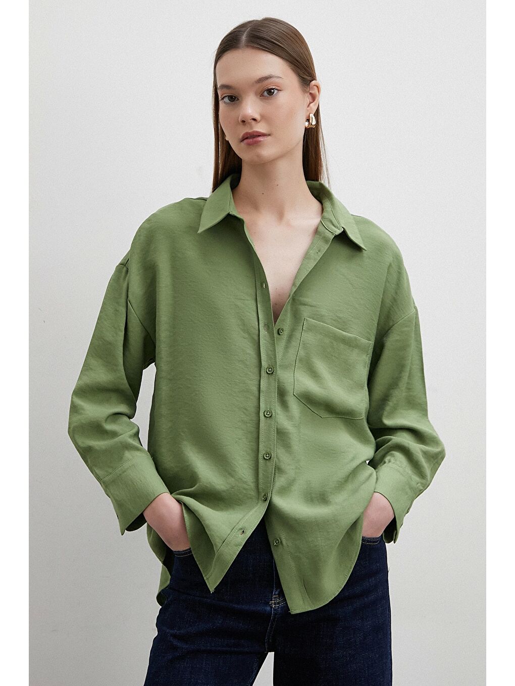 Mars Lyocell Dökümlü Gömlek Yeşil-3