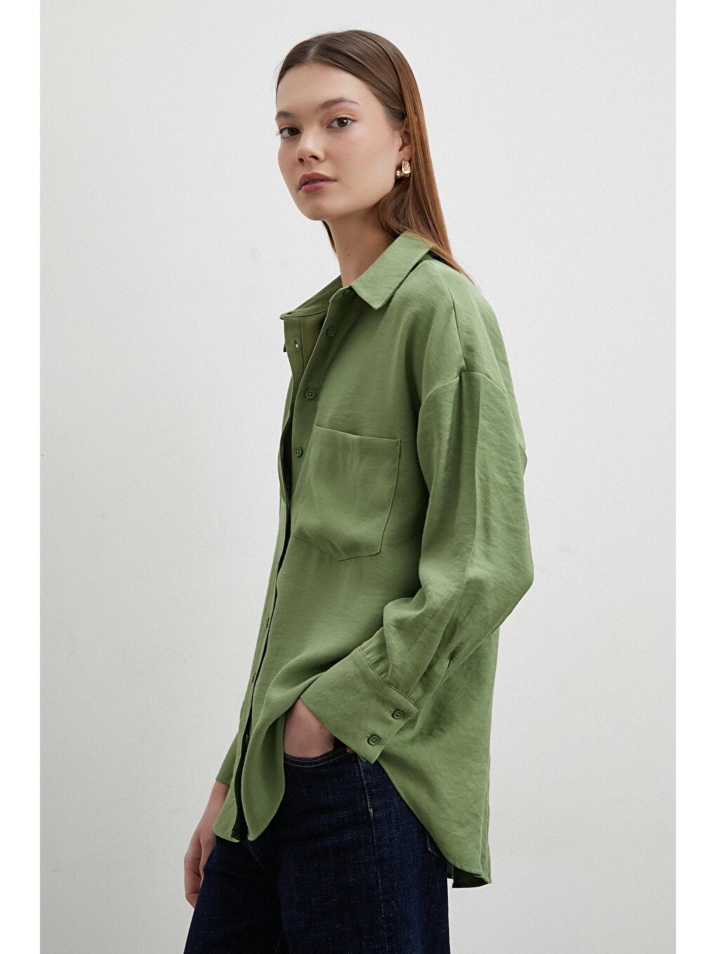 Mars Lyocell Dökümlü Gömlek Yeşil-4