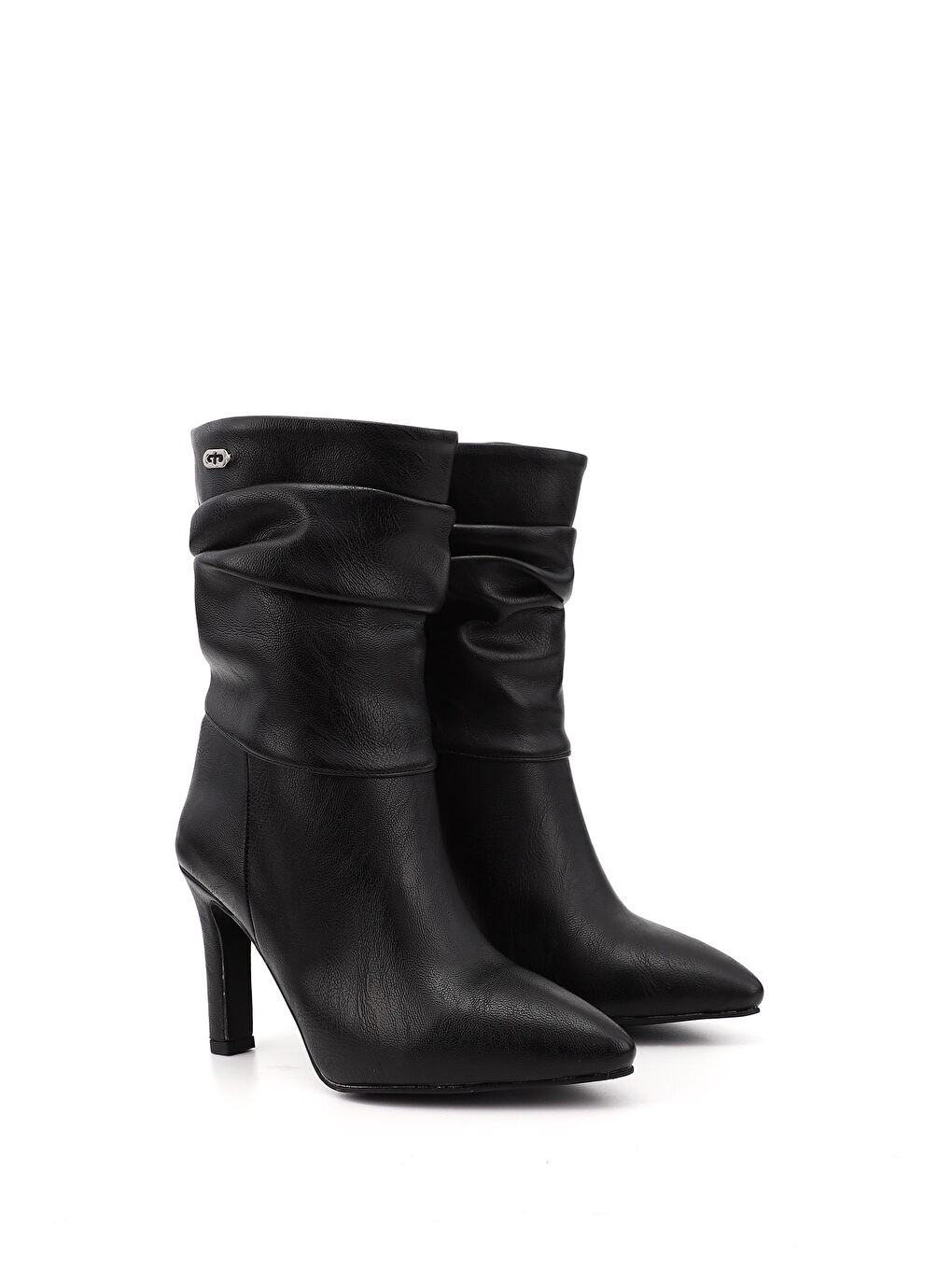 Mor Kadın ZÜMRÜT-SİYAH Sivri Burun Körüklü İnce Topuklu Çizme-1