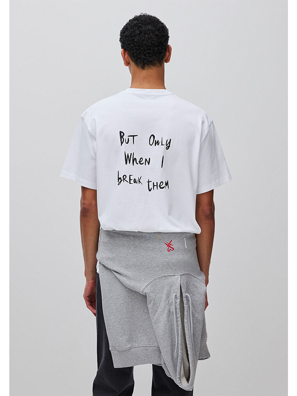 Erkek Beyaz  %100 Pamuk Grafik Baskılı Bisiklet Yaka T-Shirt-1
