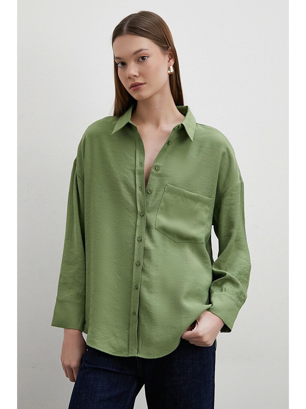Mars Lyocell Dökümlü Gömlek Yeşil-5