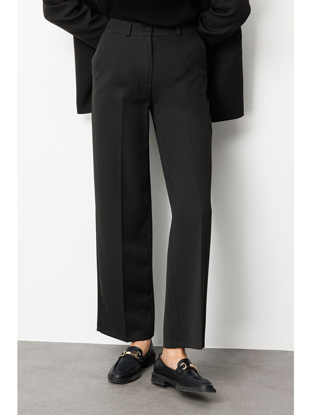 Cepli Klasik Siyah Kumaş Pantolon-2