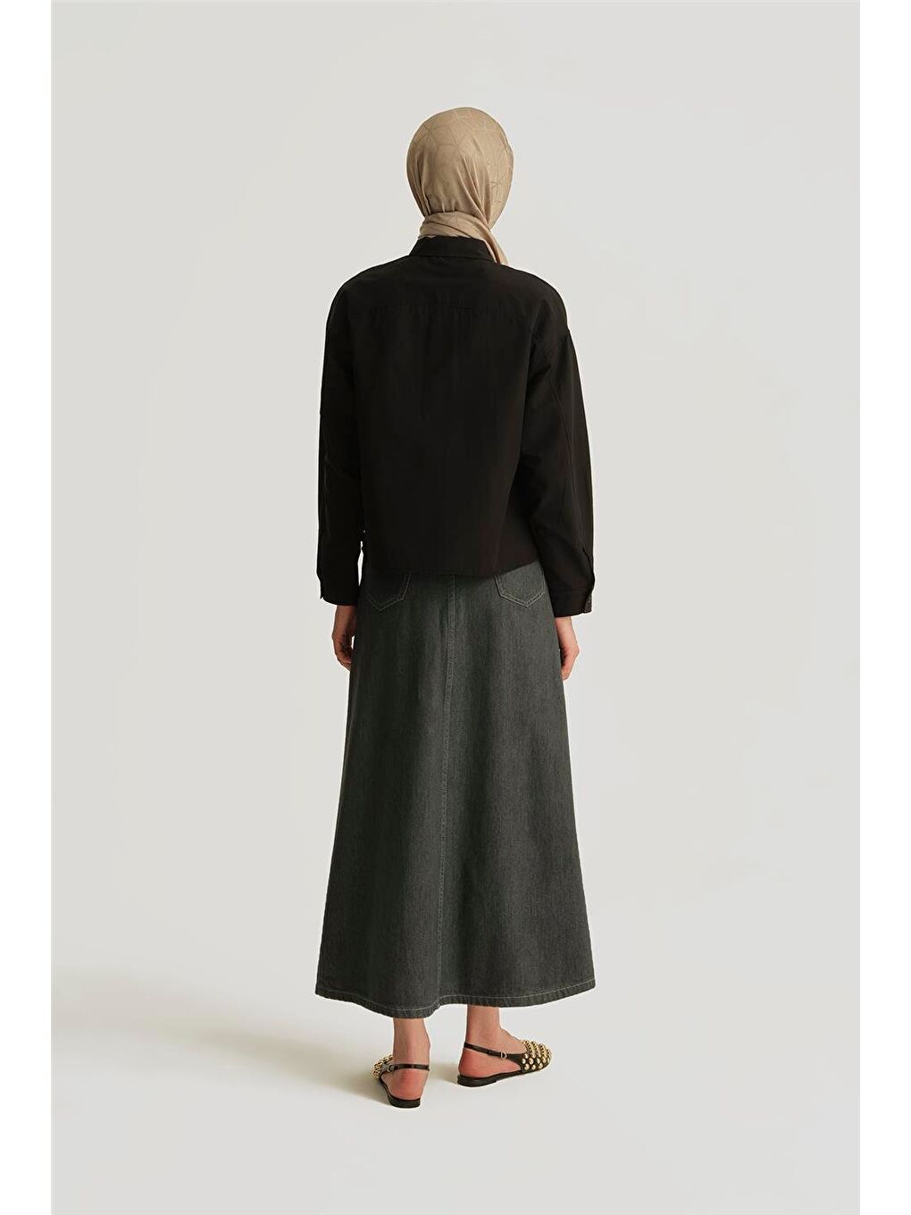 Oversize Gömlek 25Yh3667 Siyah-3