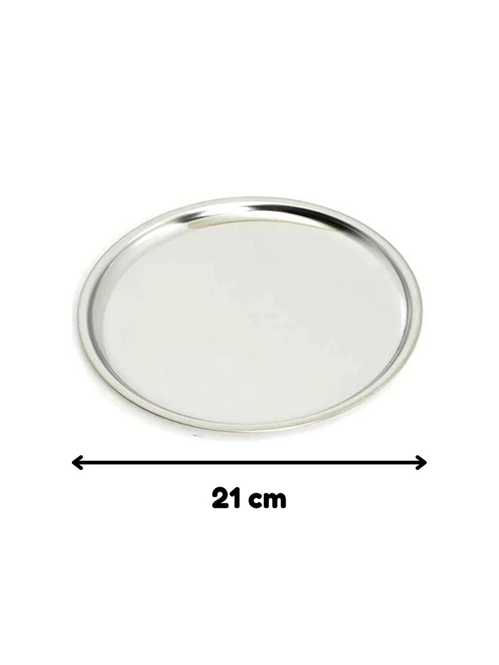 Gri Paslanmaz Çelik 2 Adet 21 Cm Yuvarlak Servis Tabağı-2