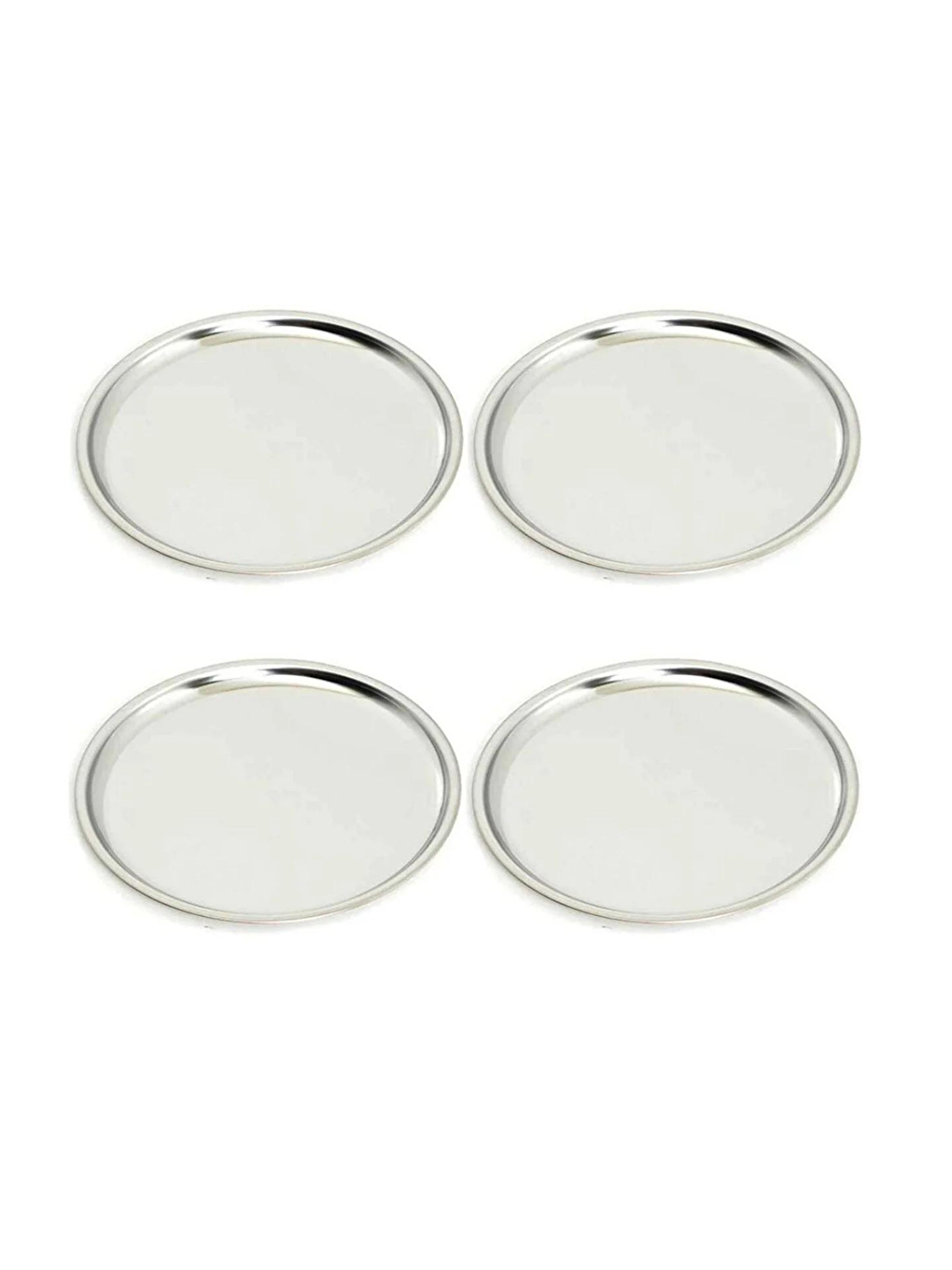 Gri Paslanmaz Çelik 2 Adet 21 Cm Yuvarlak Servis Tabağı-3