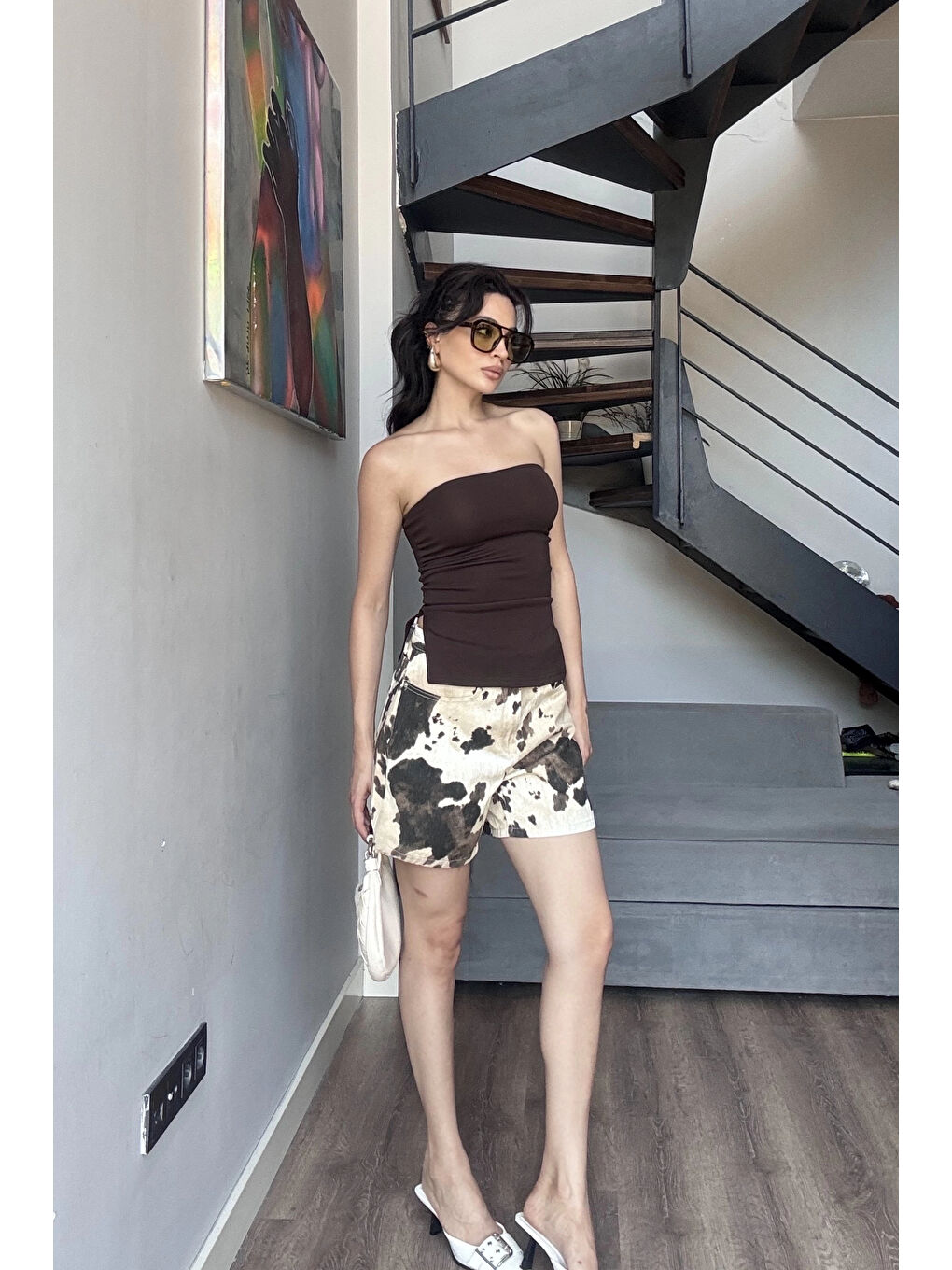 Kahverengi Kadın Kahve Yırtmaçlı Crop 0309