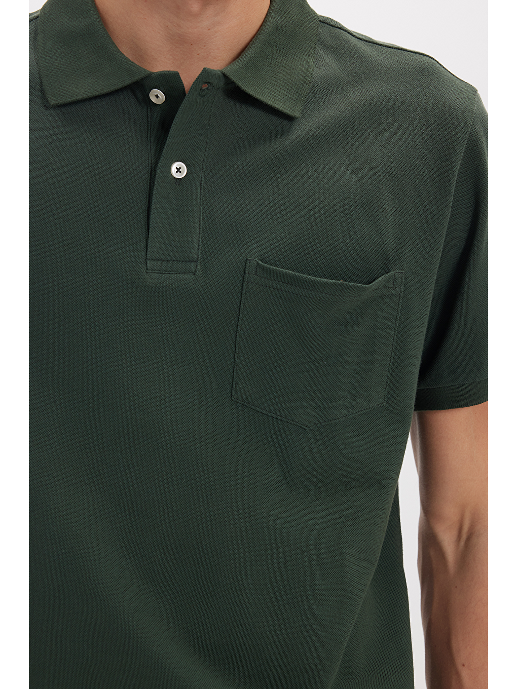 Erkek Regular Fit Klasik Kesim %100 Pamuk Düz Pike Haki Polo Yaka Tişört-4