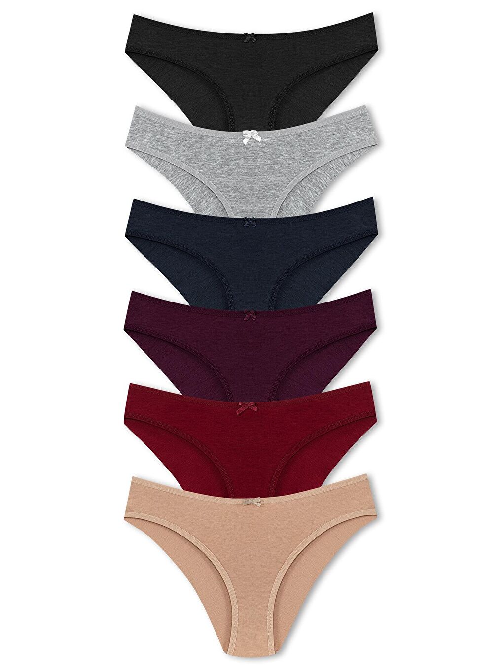 Siyah Pamuklu Arkası Çift Kat Slip Kadın Külot 6'lı