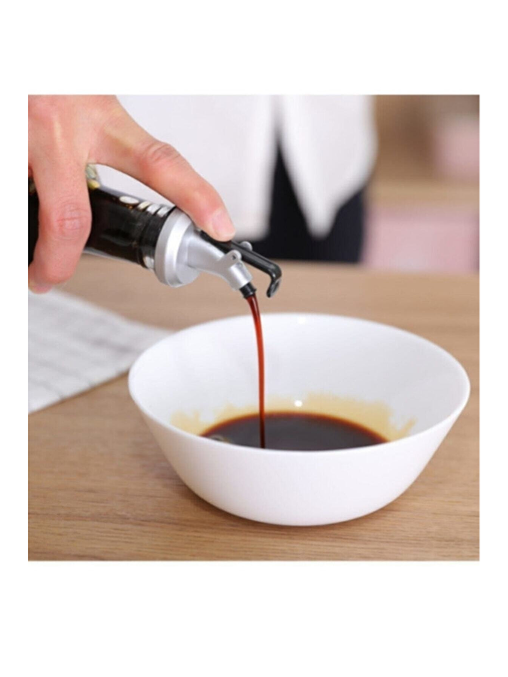 Siyah 6 Adet Kapaklı Şişe Ucu Servis Aparatı Damlalık Yağdanlık Tıpa-2